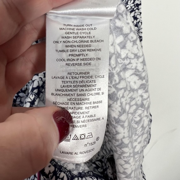 Lauren Ralph Lauren Shirt Womens XL Navy White Floral Sleep Nightshirt Pajama - Picture 8 of 11